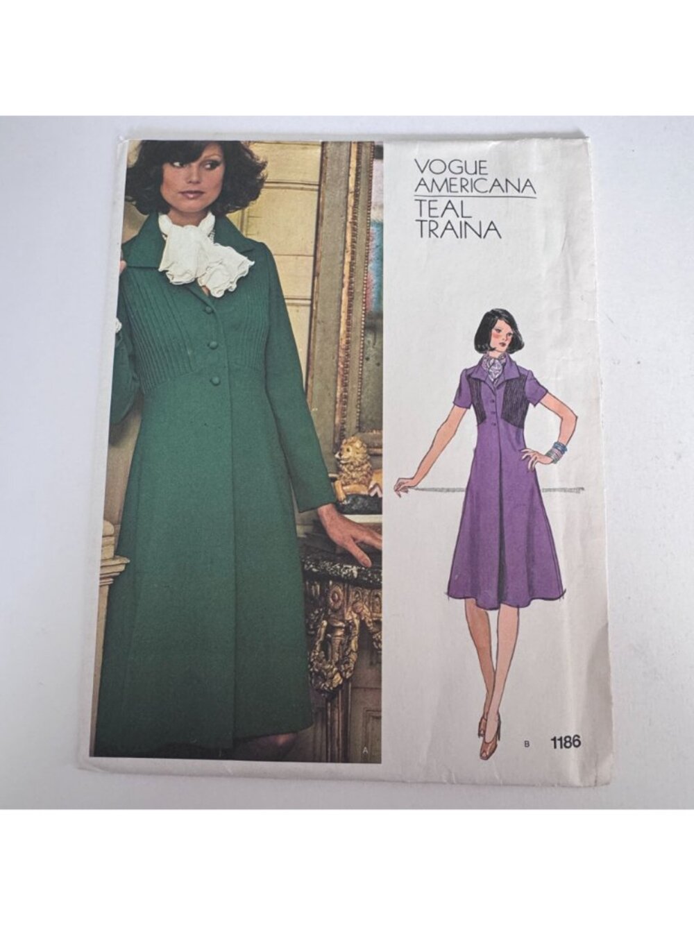 Vogue Sewing Pattern 1186 Teal Traina A-Line Dress 1975 Designer Vintage 12 UC - Picture 11 of 11